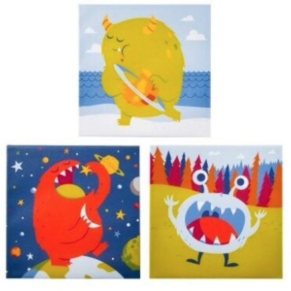 Greg Abbot Oopsy Daisy Too 3 Pack Monster Canvases Wall Decor Set - Picture 4 of 4